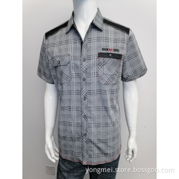 Men's cotton yd check jacard casual shirt